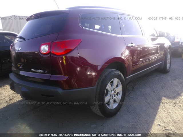 1GNLRGED8AS114316 - 2010 CHEVROLET TRAVERSE LT RED photo 4