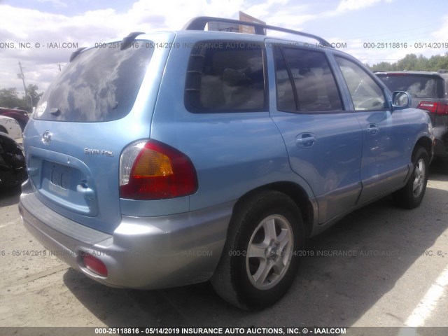 KM8SB12B03U456807 - 2003 HYUNDAI SANTA FE GL BLUE photo 4