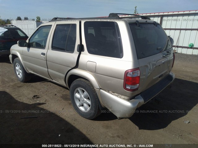 JN8DR09Y91W571926 - 2001 NISSAN PATHFINDER LE/SE/XE GOLD photo 3