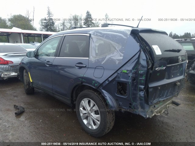 2HKRM4H77EH655951 - 2014 HONDA CR-V EXL BLUE photo 3