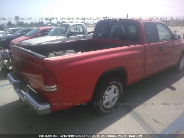 1B7GL23Y1VS164291 - 1997 DODGE DAKOTA RED photo 4