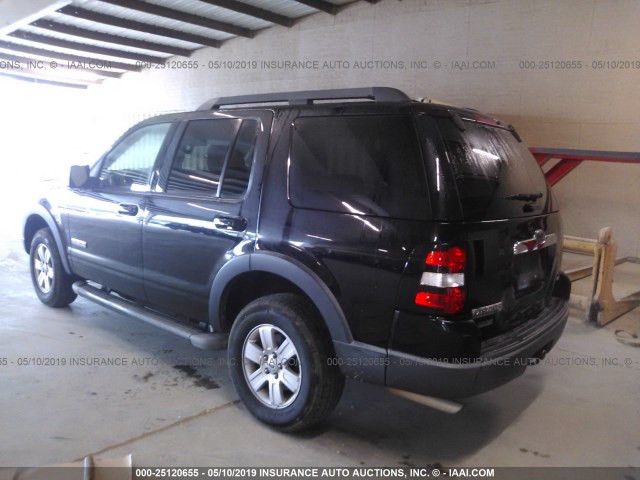 1FMEU63E07UB72127 - 2007 FORD EXPLORER XLT BLACK photo 3