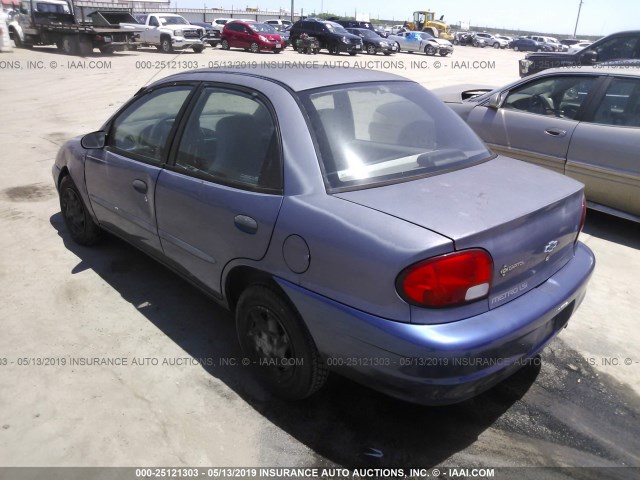 2C1MR5226X6708142 - 1999 CHEVROLET METRO LSI BLUE photo 3