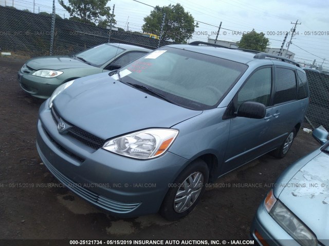 5TDZA23C55S267225 - 2005 TOYOTA SIENNA CE/LE BLUE photo 2