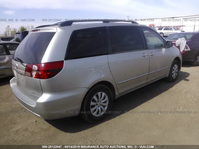 5TDZA23C65S288780 - 2005 TOYOTA SIENNA CE/LE SILVER photo 4