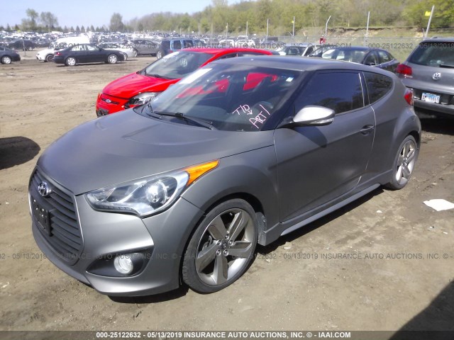 KMHTC6AE4DU083007 - 2013 HYUNDAI VELOSTER TURBO GRAY photo 2