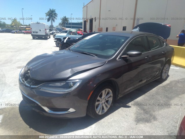 1C3CCCAB2FN598291 - 2015 CHRYSLER 200 GRAY photo 2