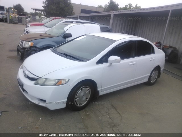 JHMFA36299S003173 - 2009 HONDA CIVIC HYBRID WHITE photo 2