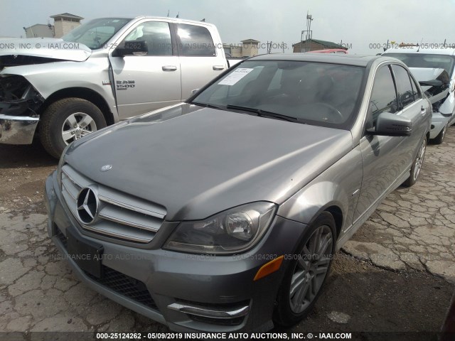 WDDGF4HB2CR225925 - 2012 MERCEDES-BENZ C GRAY photo 2