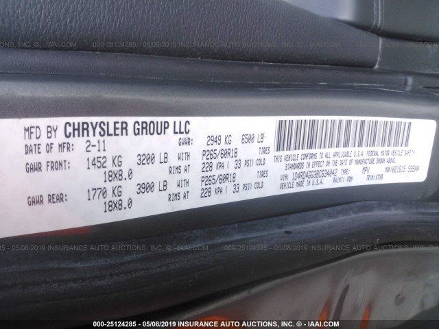 1D4RD4GG3BC634042 - 2011 DODGE DURANGO CREW GRAY photo 9