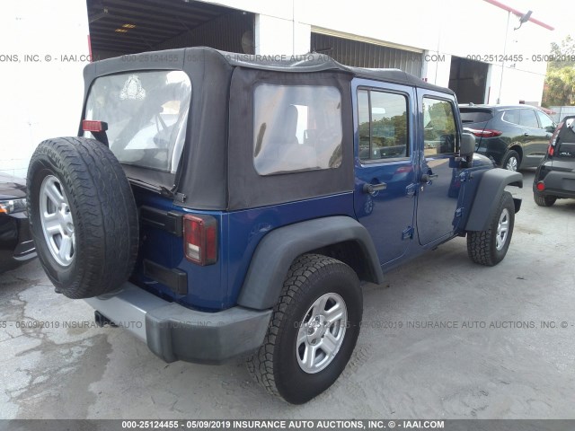 1J4BB3H19AL214013 - 2010 JEEP WRANGLER UNLIMITE  BLUE photo 4