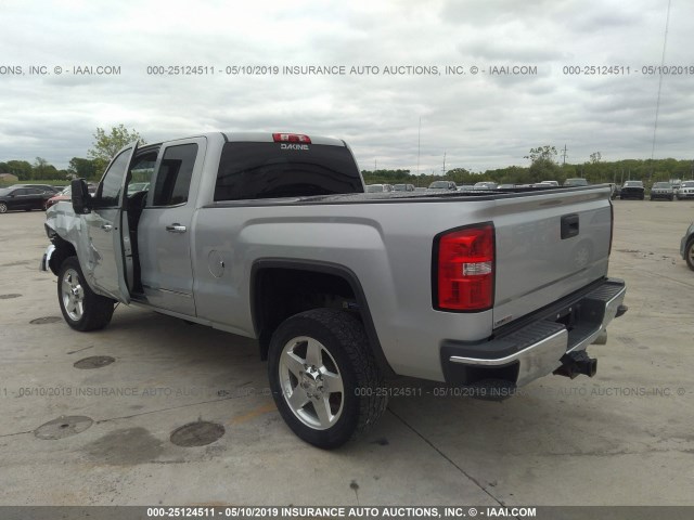 1GT22ZE80FZ100416 - 2015 GMC SIERRA K2500 SLT SILVER photo 3