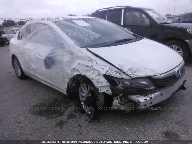 2HGFB2F9XCH532265 - 2012 HONDA CIVIC EXL WHITE photo 1