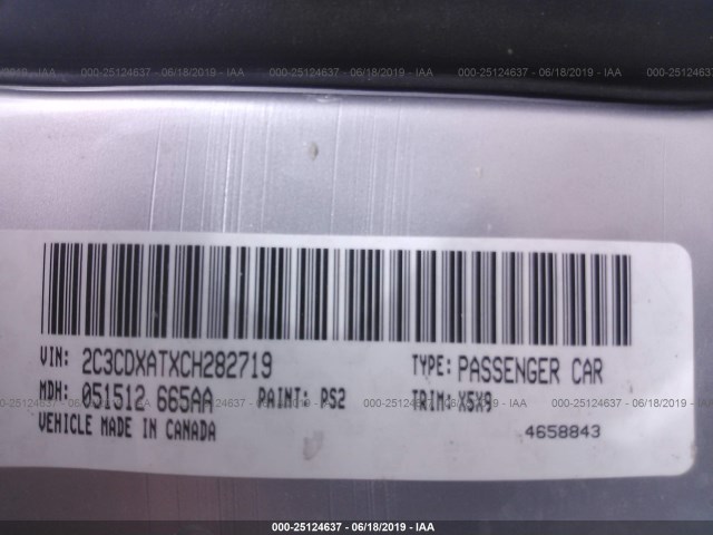 2C3CDXATXCH282719 - 2012 DODGE CHARGER GRAY photo 9