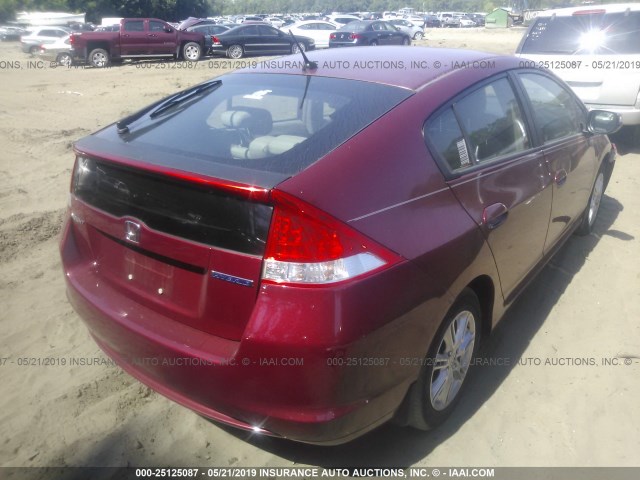 JHMZE2H71AS034586 - 2010 HONDA INSIGHT EX RED photo 4