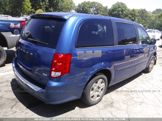 2D4RN4DG2BR720645 - 2011 DODGE GRAND CARAVAN EXPRESS BLUE photo 4