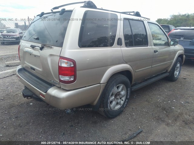 JN8DR09Y71W601280 - 2001 NISSAN PATHFINDER LE/SE/XE GOLD photo 4