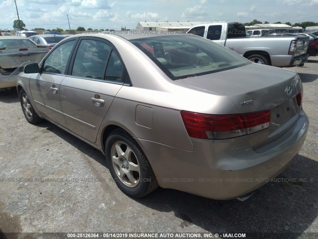 5NPEU46F07H158607 - 2007 HYUNDAI SONATA SE/LIMITED TAN photo 3