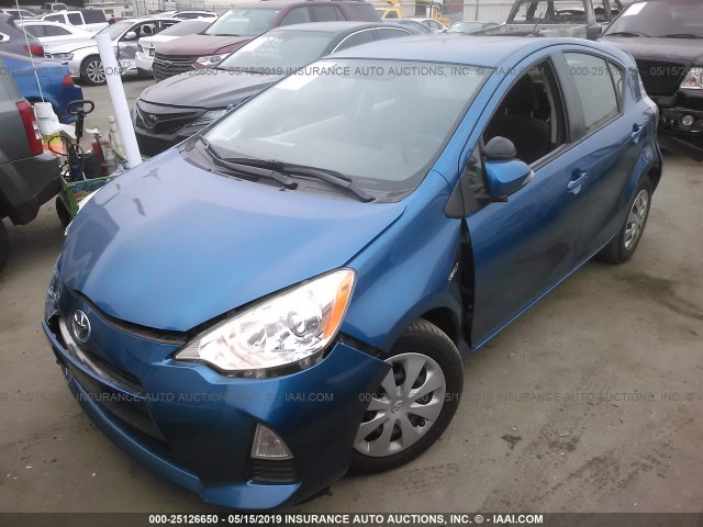 JTDKDTB34C1513515 - 2012 TOYOTA PRIUS C BLUE photo 2