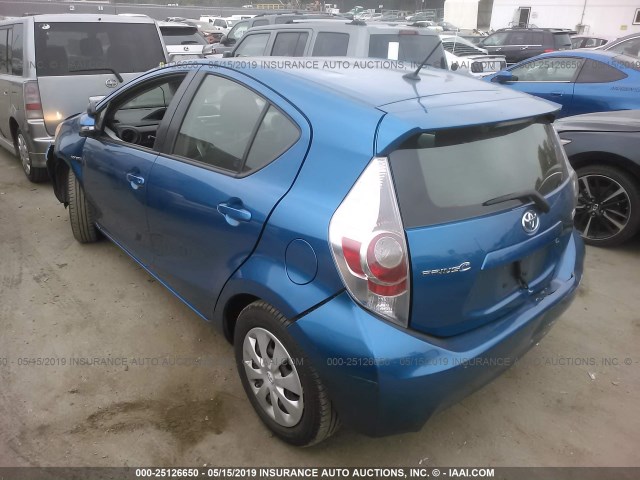 JTDKDTB34C1513515 - 2012 TOYOTA PRIUS C BLUE photo 3