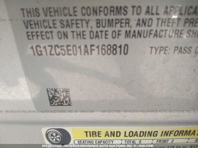 1G1ZC5E01AF168810 - 2010 CHEVROLET MALIBU 1LT 银色 照片 8