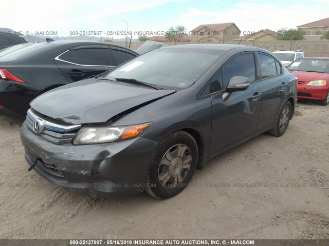 JHMFB4F30CS002612 - 2012 HONDA CIVIC HYBRID L GRAY photo 2