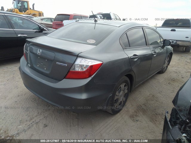 JHMFB4F30CS002612 - 2012 HONDA CIVIC HYBRID L GRAY photo 4