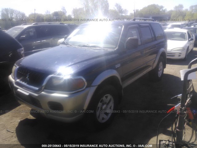 JA4MT31R82P011744 - 2002 MITSUBISHI MONTERO SPORT XLS Navy photo 2