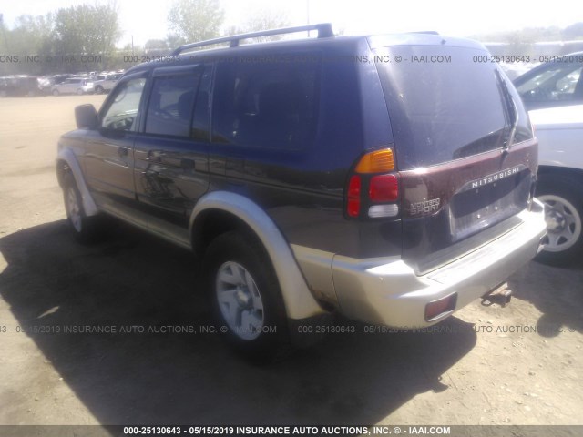 JA4MT31R82P011744 - 2002 MITSUBISHI MONTERO SPORT XLS Navy photo 3