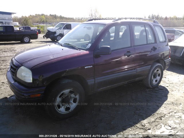 2S3TD52V126104189 - 2002 SUZUKI VITARA JLX MAROON photo 2