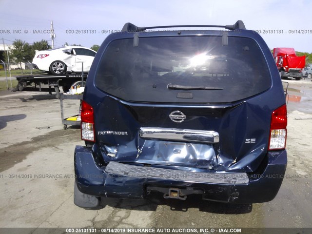 5N1AR18U87C605346 - 2007 NISSAN PATHFINDER LE/SE/XE BLUE photo 6