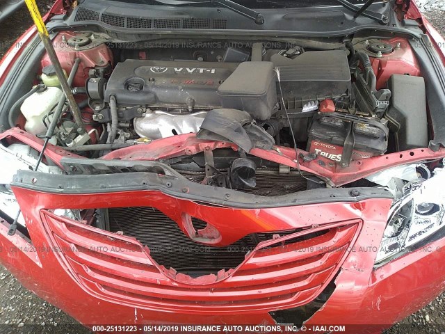 4T1BE46K57U165163 - 2007 TOYOTA CAMRY NEW GENERAT CE/LE/XLE/SE RED photo 10