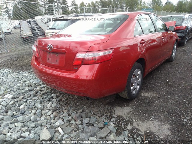 4T1BE46K57U165163 - 2007 TOYOTA CAMRY NEW GENERAT CE/LE/XLE/SE RED photo 4