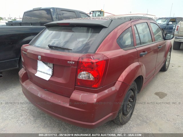 1B3HB48B47D349676 - 2007 DODGE CALIBER SXT RED photo 4