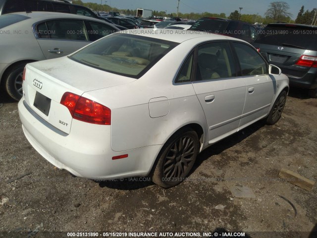 WAUAF78E28A168317 - 2008 AUDI A4 2.0T WHITE photo 4