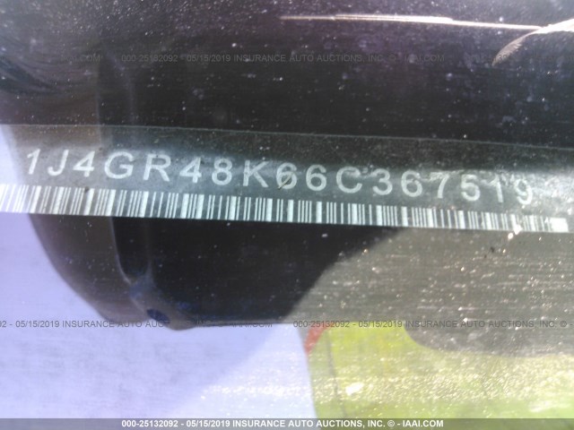 1J4GR48K66C367519 - 2006 JEEP GRAND CHEROKEE LAREDO/COLUMBIA/FREEDOM 黑色 照片 9