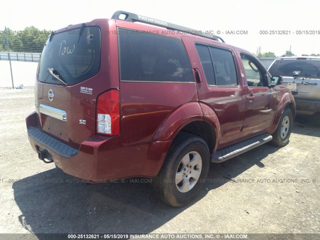 5N1AR18U86C636790 - 2006 NISSAN PATHFINDER LE/SE/XE MAROON photo 4