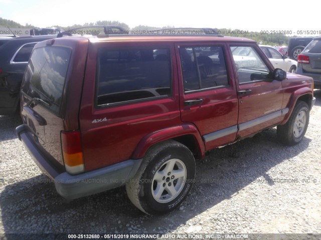 1J4FF68S0XL602384 - 1999 JEEP CHEROKEE SPORT/CLASSIC წითელი ფოტო 4