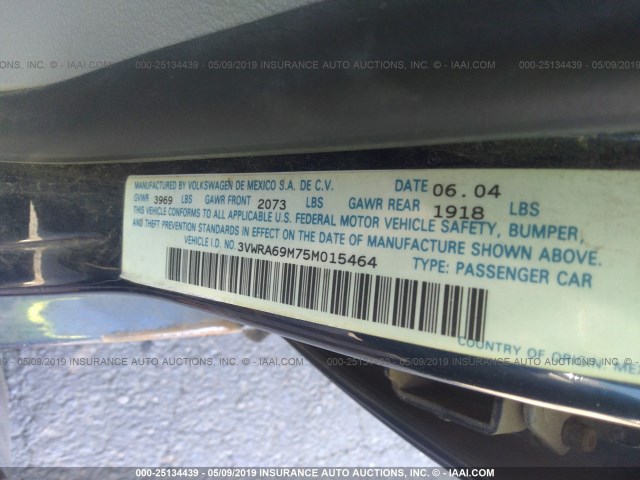 3VWRA69M75M015464 - 2005 VOLKSWAGEN JETTA GL BLUE photo 9