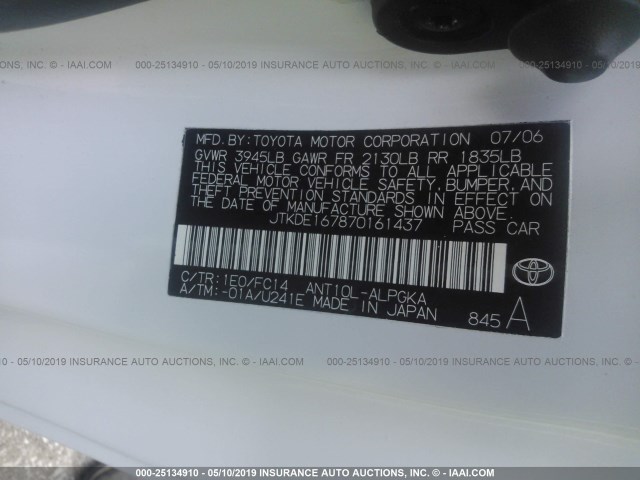 JTKDE167870161437 - 2007 TOYOTA SCION TC SILVER photo 9