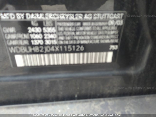 WDBUH82J04X115126 - 2004 MERCEDES-BENZ E 320 4MATIC BLACK photo 9