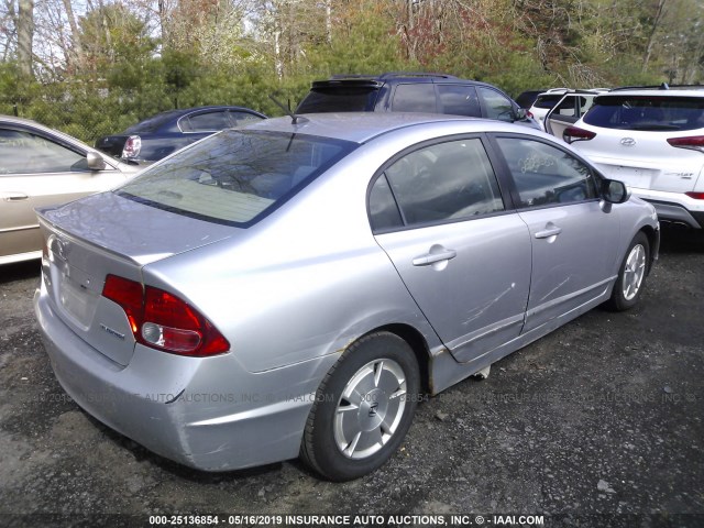 JHMFA36297S021539 - 2007 HONDA CIVIC HYBRID SILVER photo 4