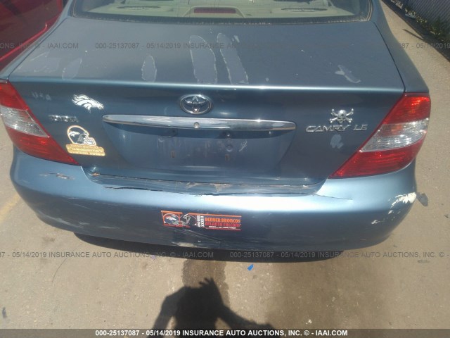 4T1BE32K33U675666 - 2003 TOYOTA CAMRY LE/XLE/SE BLUE photo 6