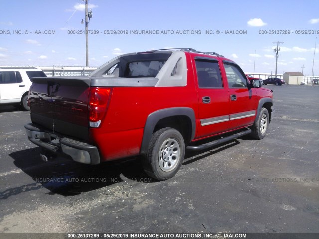 3GNEC12Z25G282554 - 2005 CHEVROLET AVALANCHE C1500 RED photo 4