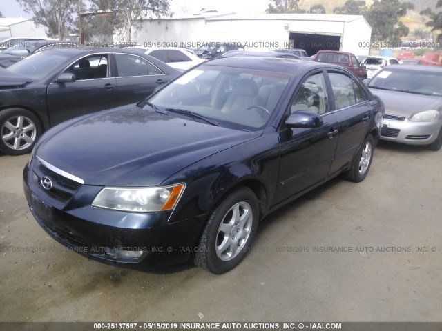 5NPEU46C86H083742 - 2006 HYUNDAI SONATA GLS/LX BLUE photo 2