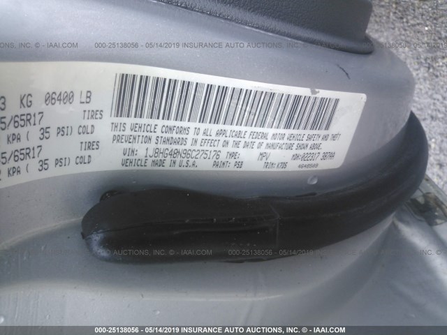 1J8HG48N96C275176 - 2006 JEEP COMMANDER SILVER photo 9