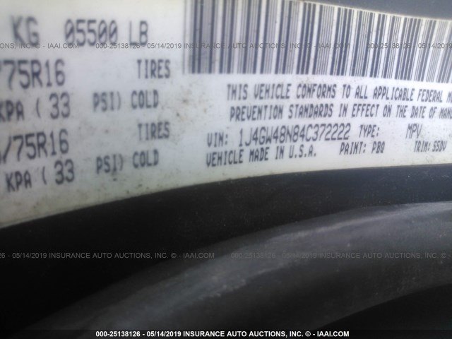 1J4GW48N84C372222 - 2004 JEEP GRAND CHEROKEE LAREDO/COLUMBIA/FREEDOM 蓝色 照片 9