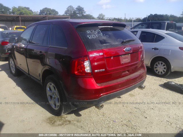 2FMDK3JC1DBE36510 - 2013 FORD EDGE SEL BURGUNDY photo 3