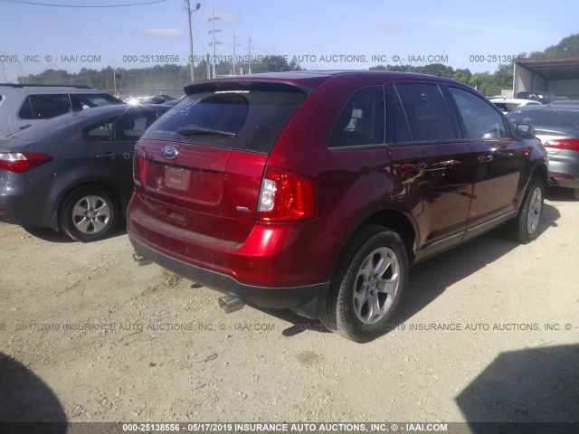 2FMDK3JC1DBE36510 - 2013 FORD EDGE SEL BURGUNDY photo 4