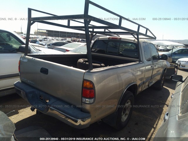 5TBRN34162S238618 - 2002 TOYOTA TUNDRA ACCESS CAB SR5 GOLD photo 4